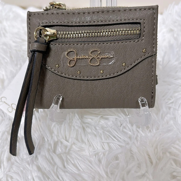 Jessica Simpson Marissa Faux  Leather Fold Over Card Wallet Color Mink NWT - Picture 1 of 9